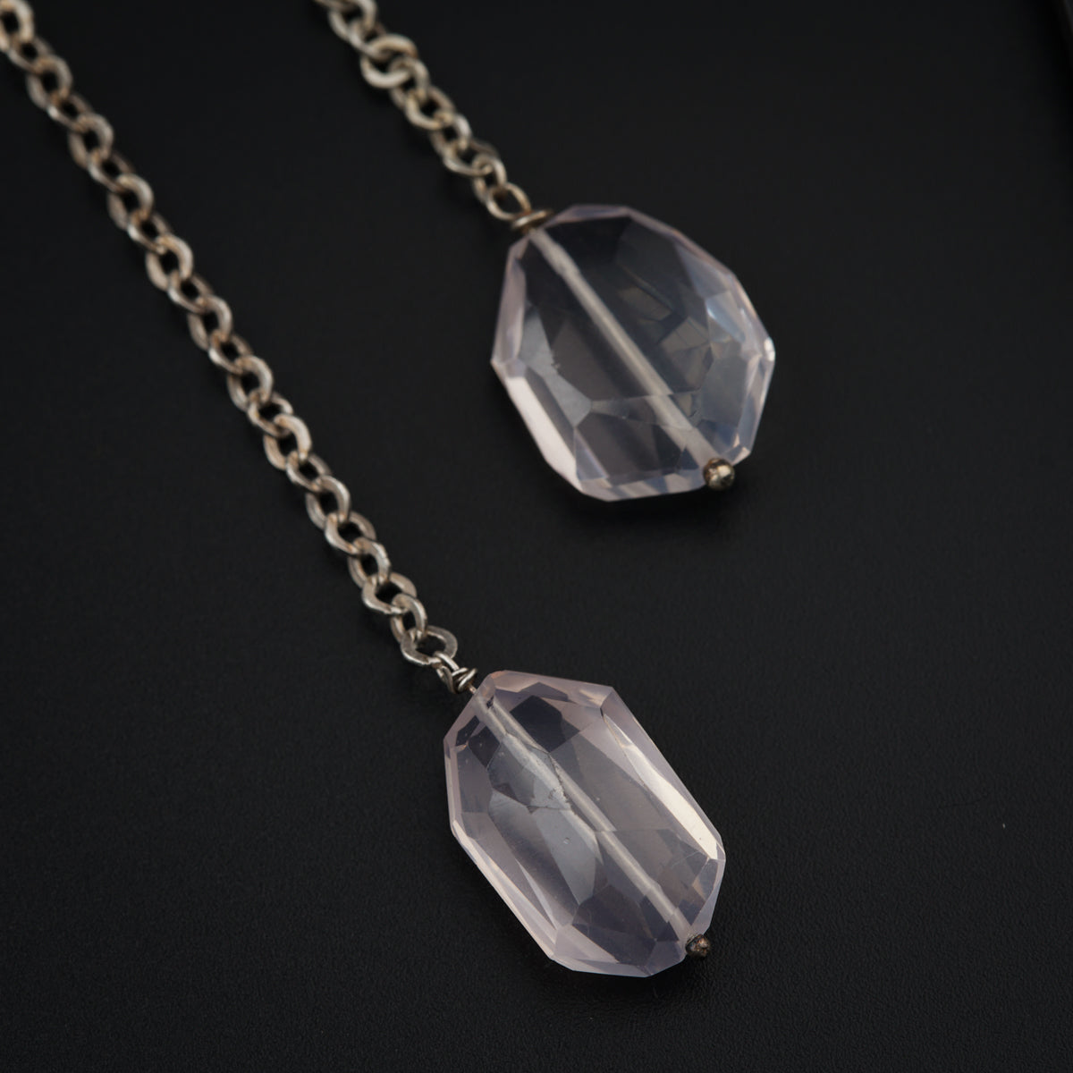 Silver Earring Rose Quartz : Hook Style