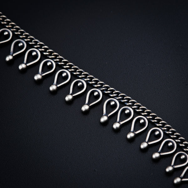Silver Anklet with Drop Motif