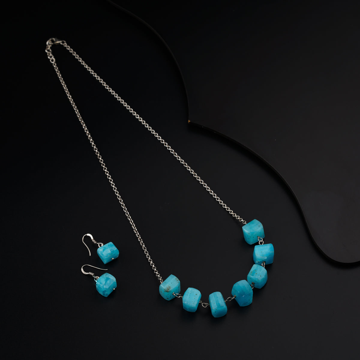 Silver Larimar Stones Set