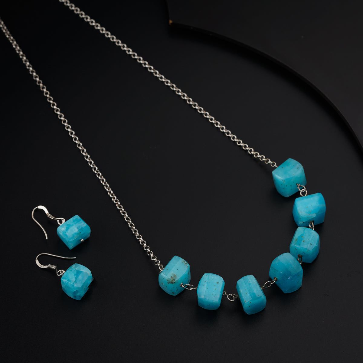 Silver Larimar Stones Set