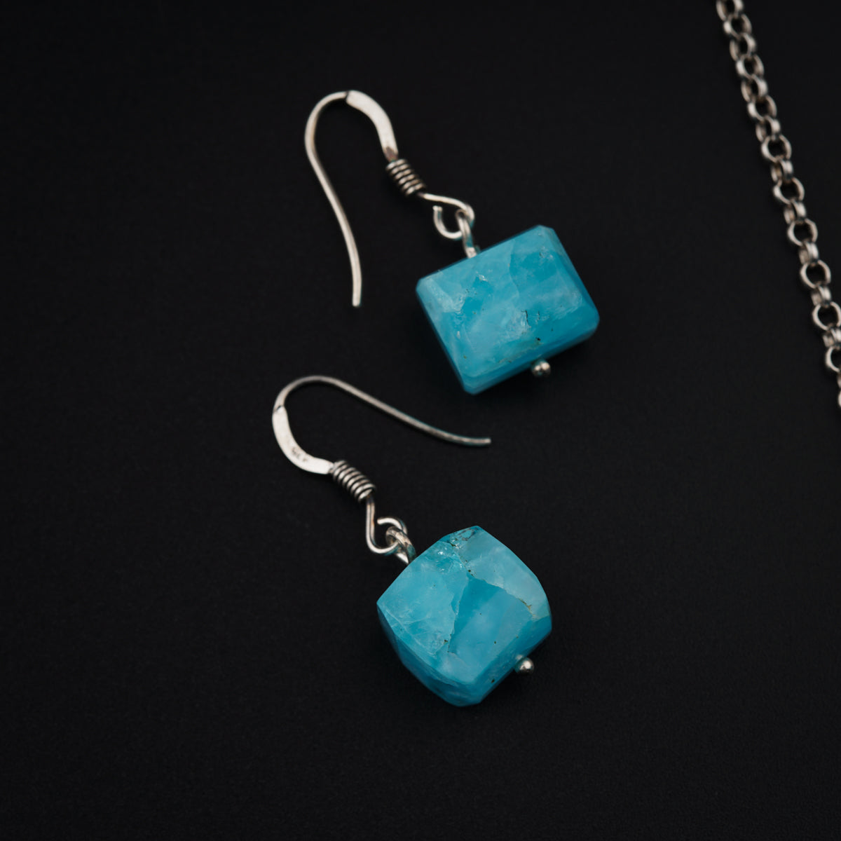 Silver Larimar Stones Set