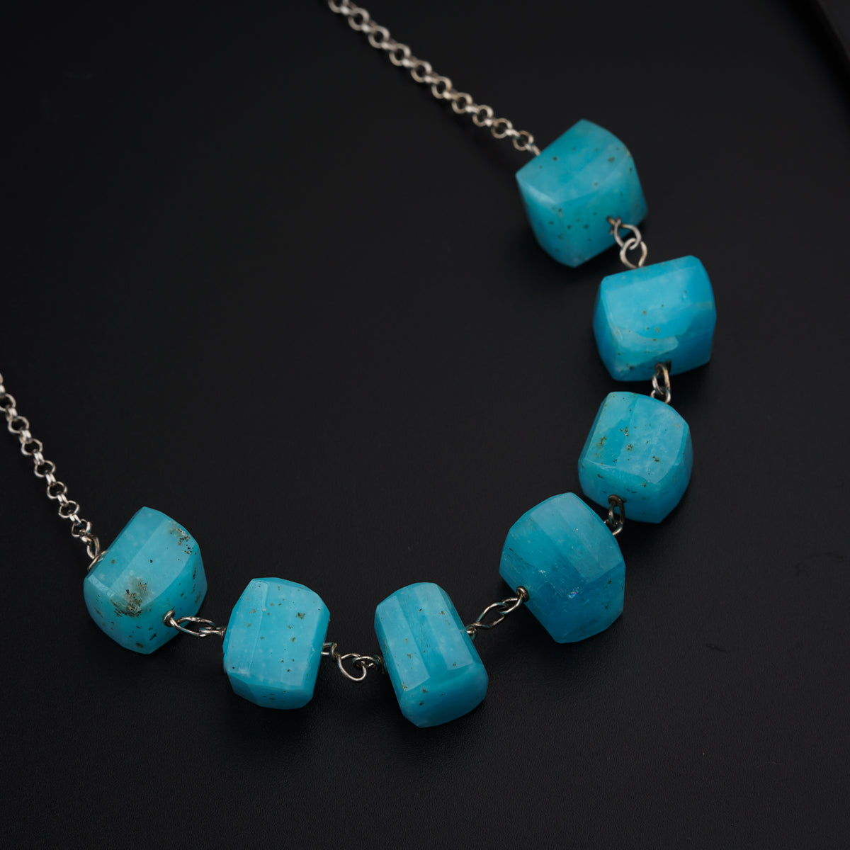 Silver Larimar Stones Set