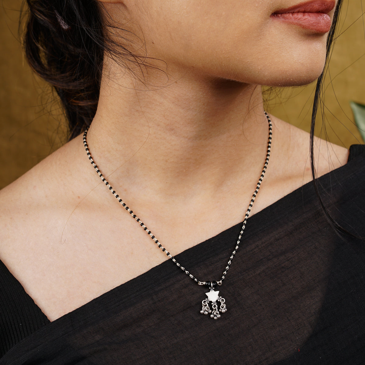 Silver Charm Mangalsutra : Star with Ghungroo
