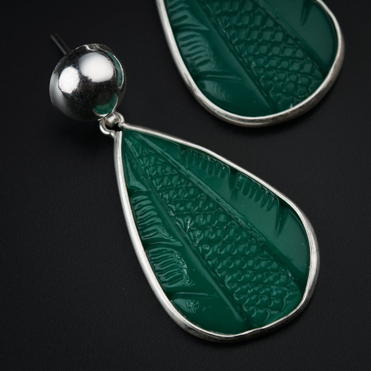 Silver Earrings : Green