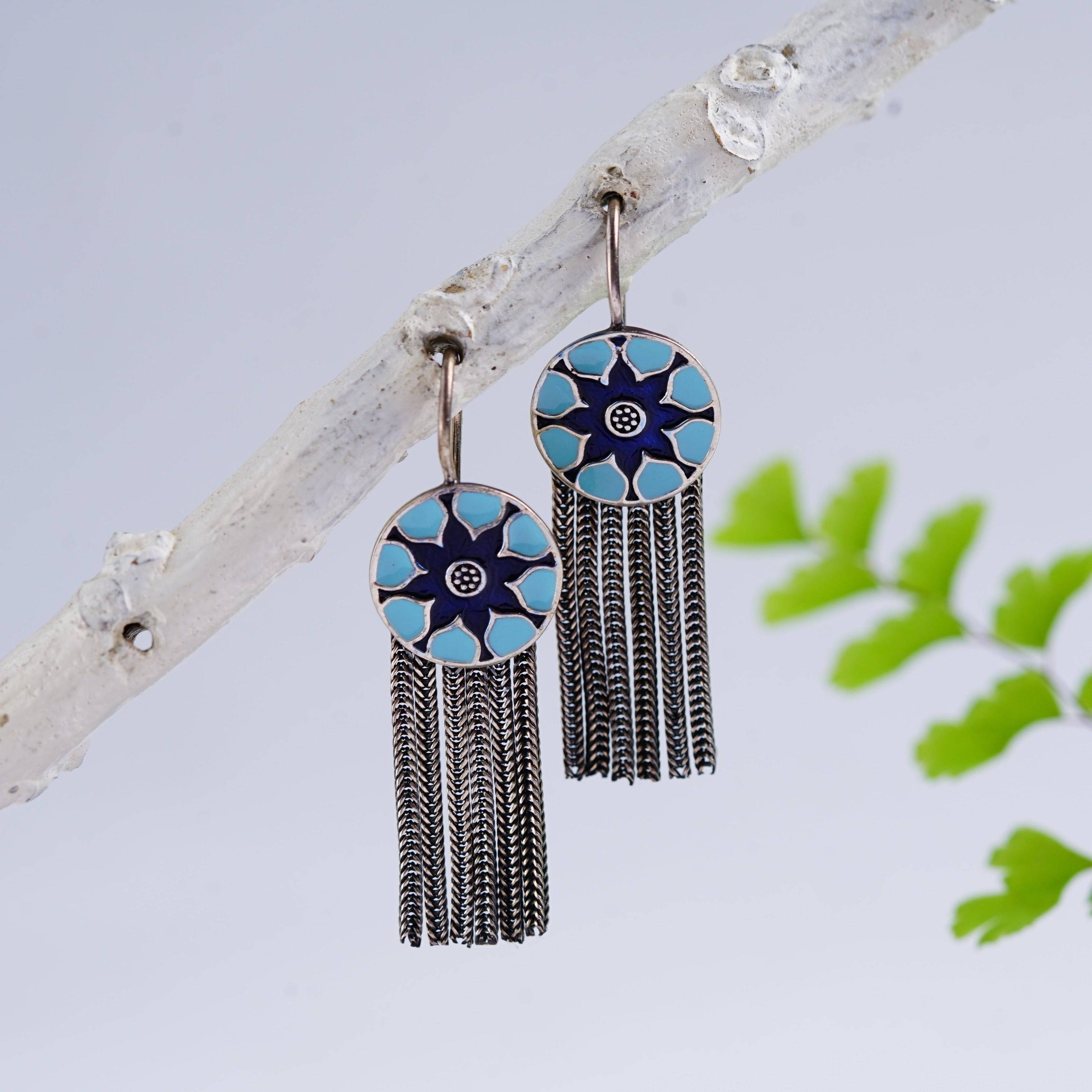 Turkish Meena Earrings - Blue