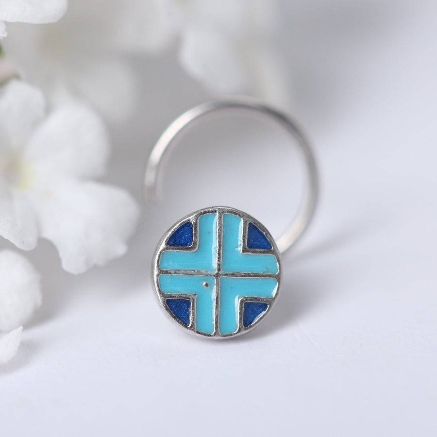 Corners Nose pin ( Pierced ) - Blue