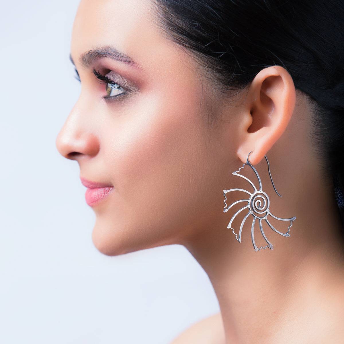 Gulmohar Hammered Earring: Hook Style