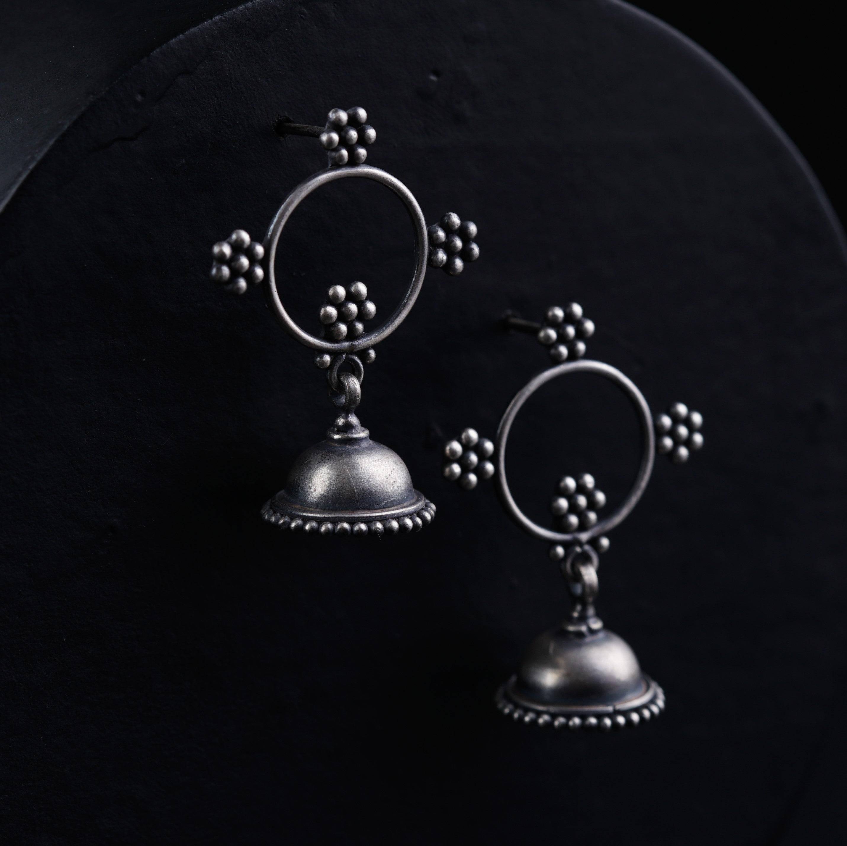 Silver Kudi Hoop Jhumki - Small size