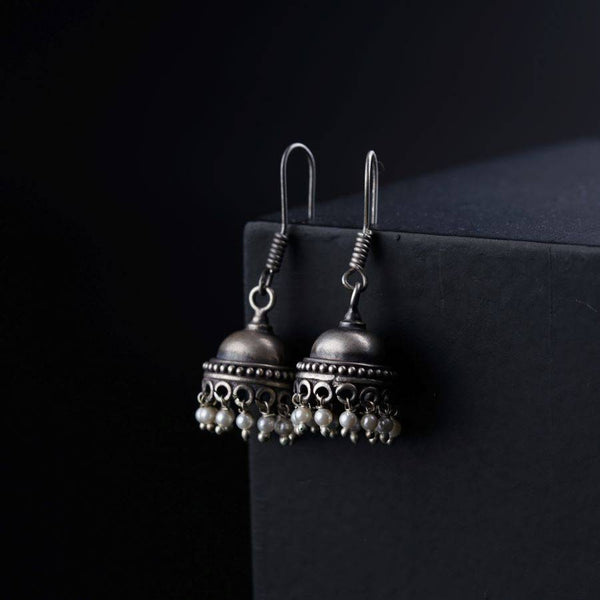 Tiny Silver Jhumki with Pearl Latkan