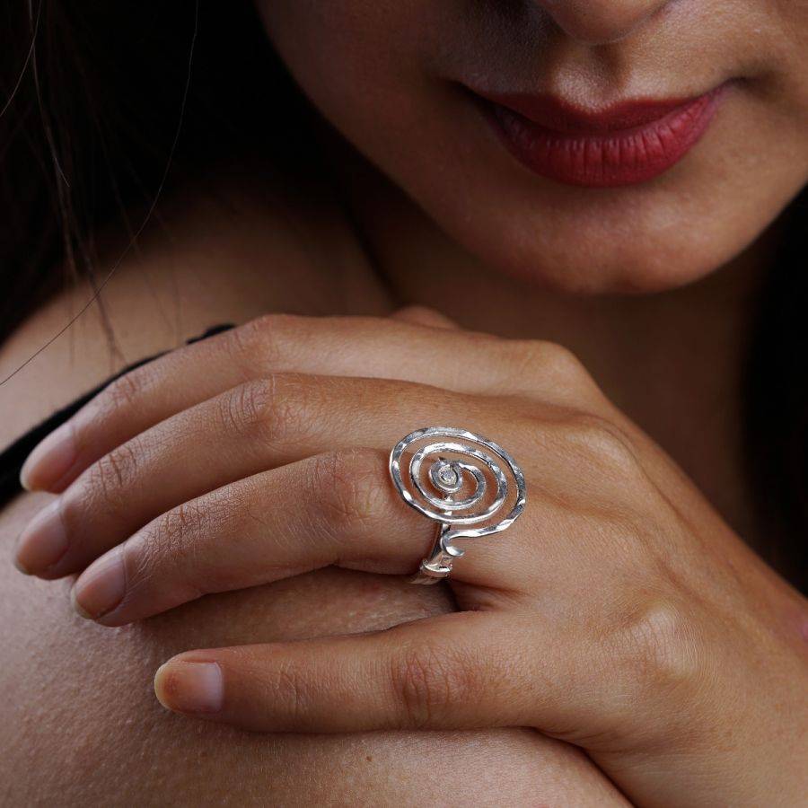 a close up of a person wearing a ring