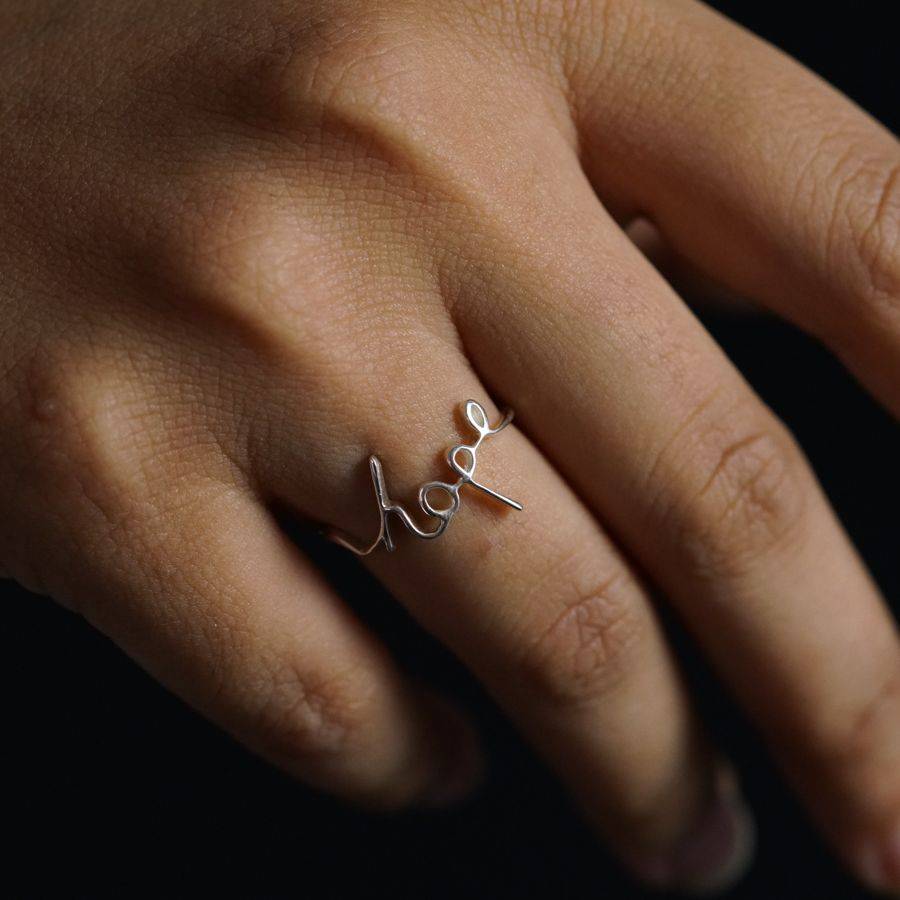 a person's hand with a ring on it