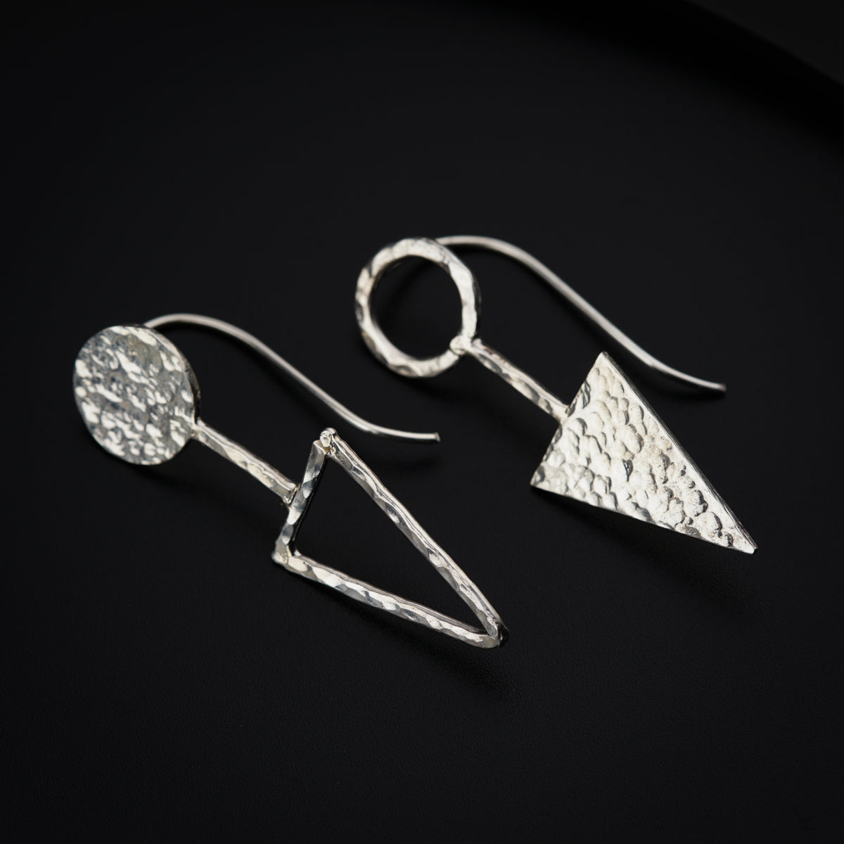 Geometric Hammered Earrings: Hook Style