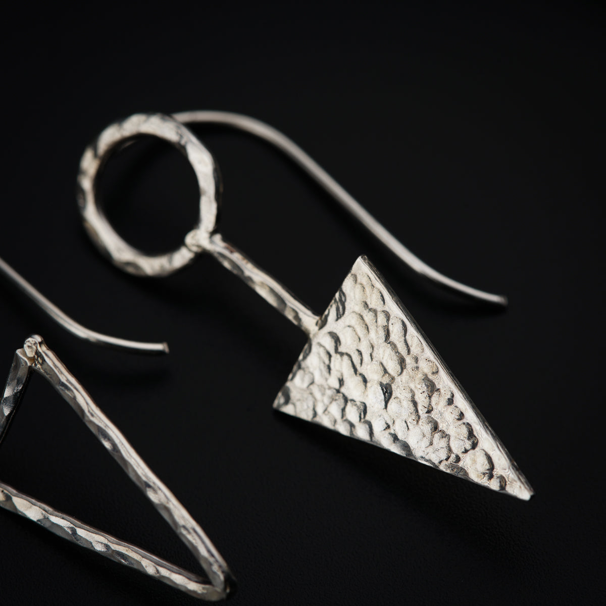 Geometric Hammered Earrings: Hook Style