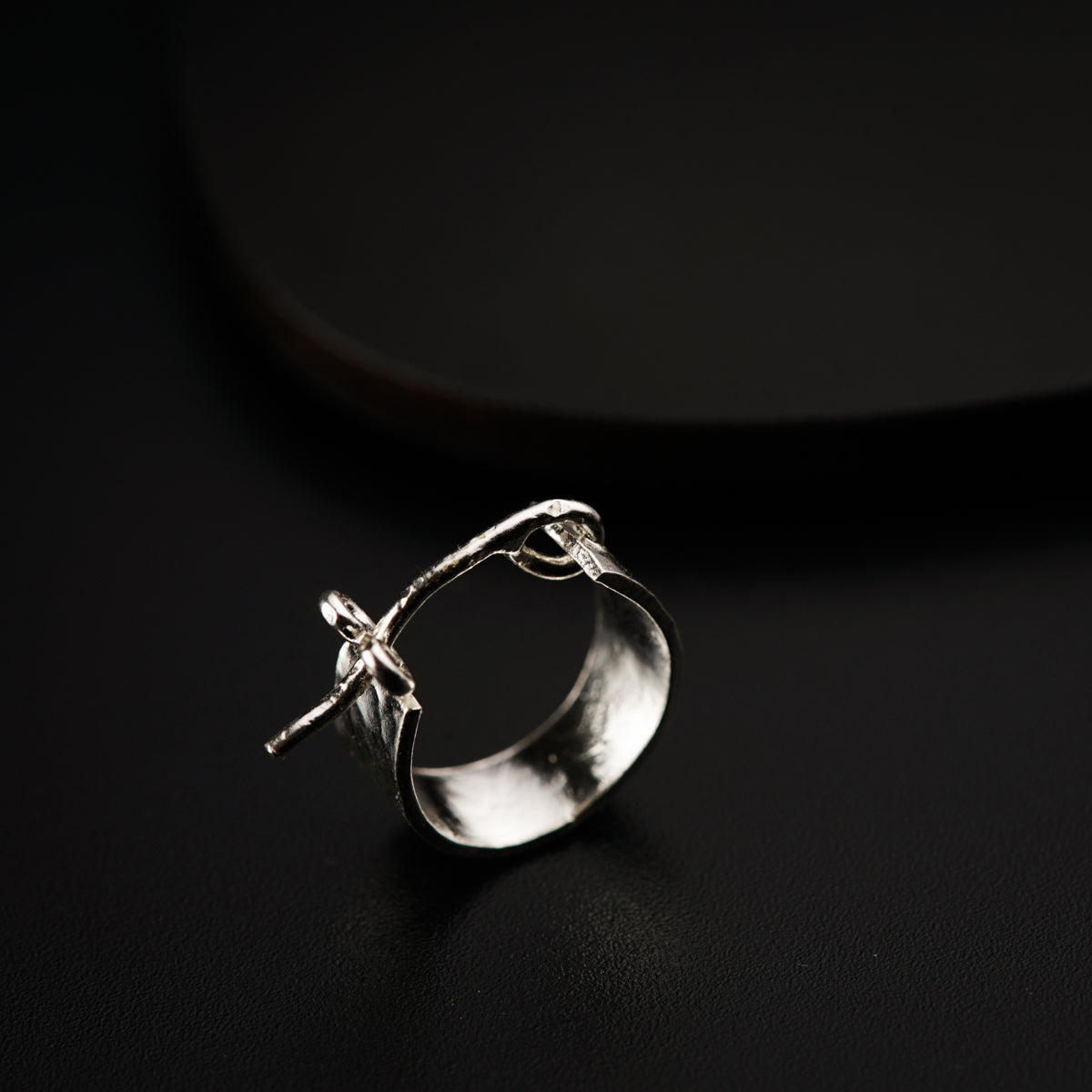 a close up of a ring on a table