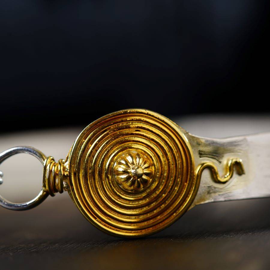 a close up of a metal object on a table