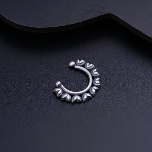 Leaves Septum Nose Ring in sterling silver with leaf motifs