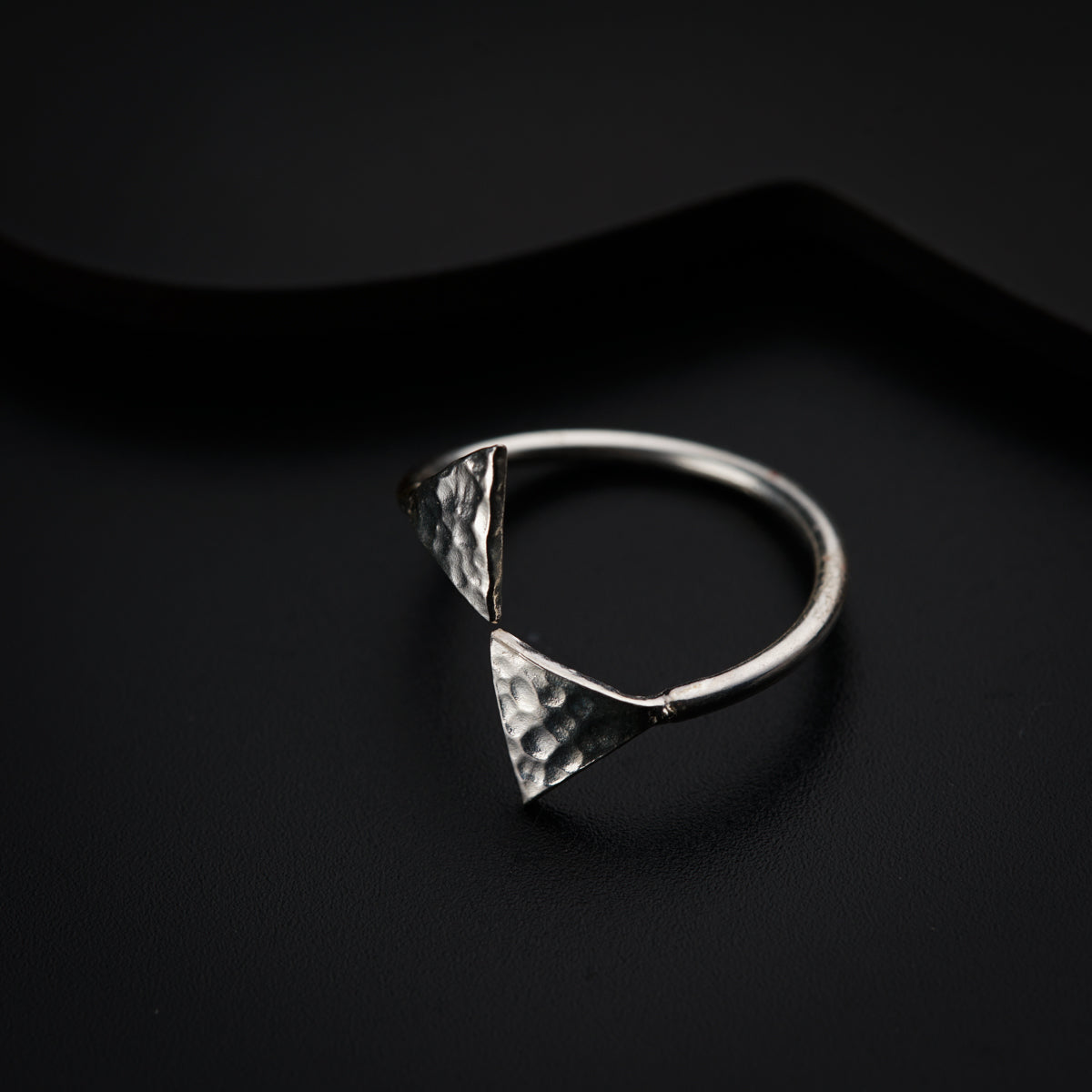 Triangle Shaped Hammered Ring