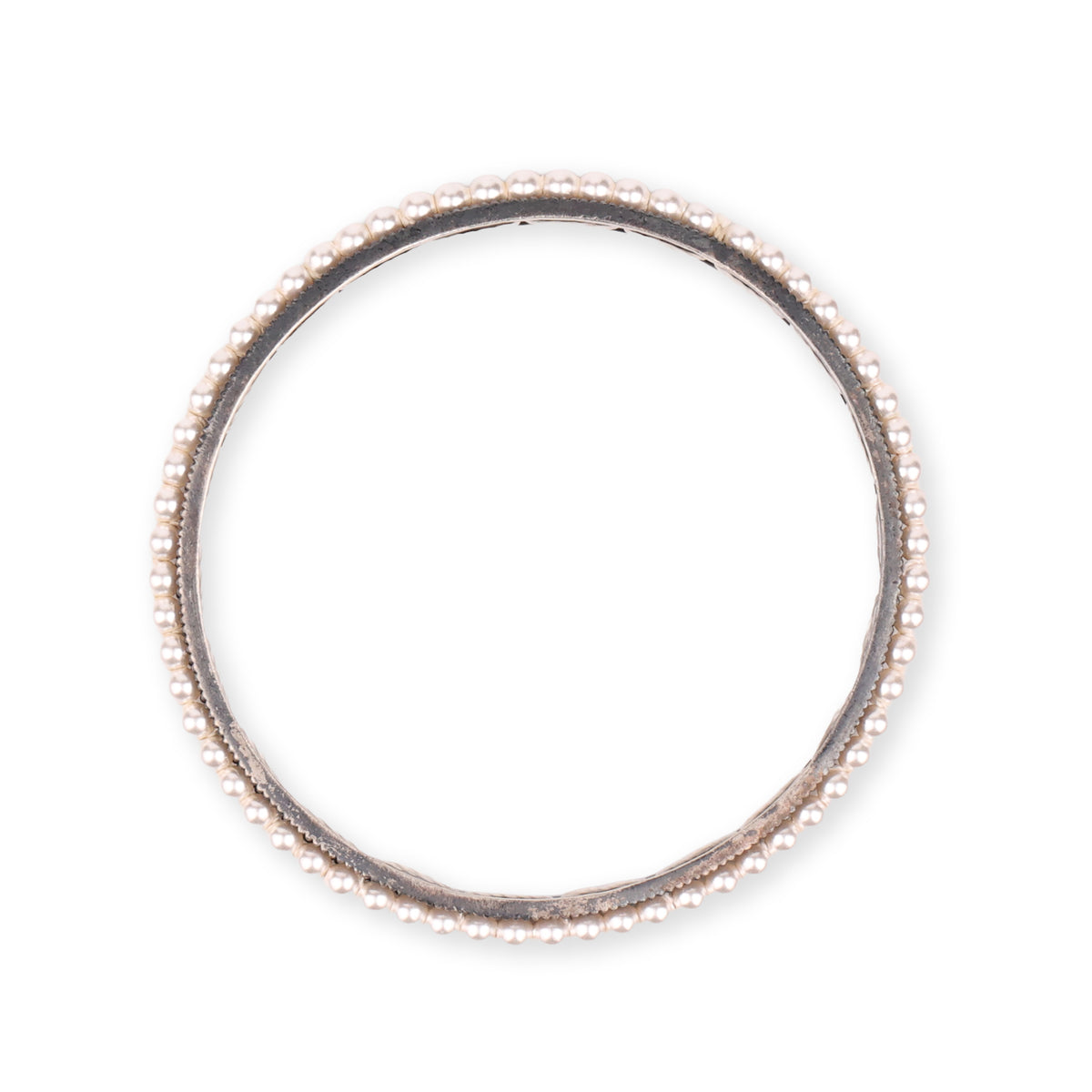 Oxidised Silver Pearl Bangle