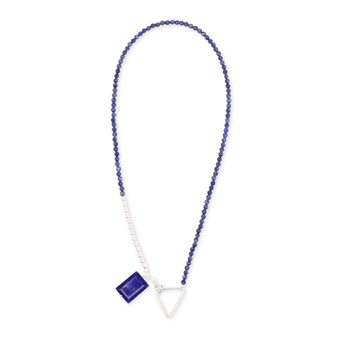 Front Clasp Necklace with Lapis Lazuli & Pearls (Project Handmade)