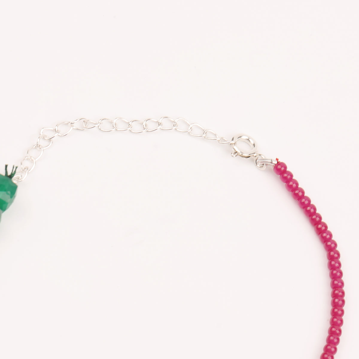 Triangle Slider Necklace with Green Onyx & Rubies (Project Handmade)