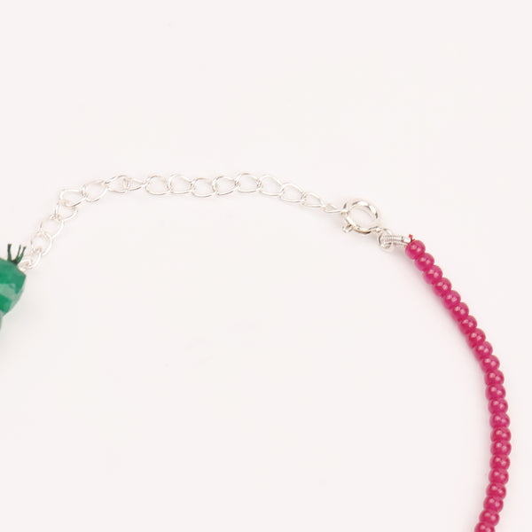 Triangle Slider Necklace with Green Onyx & Rubies (Project Handmade)