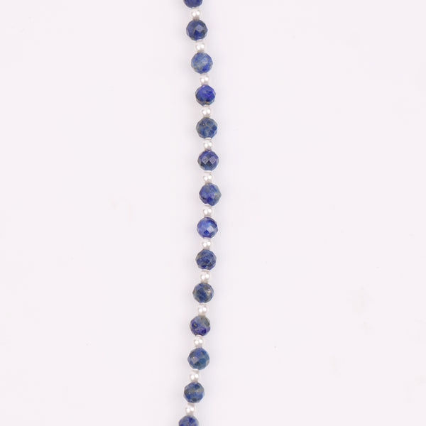 Front Clasp Necklace with Lapis Lazuli & Baroque Pearl (Project Handmade)