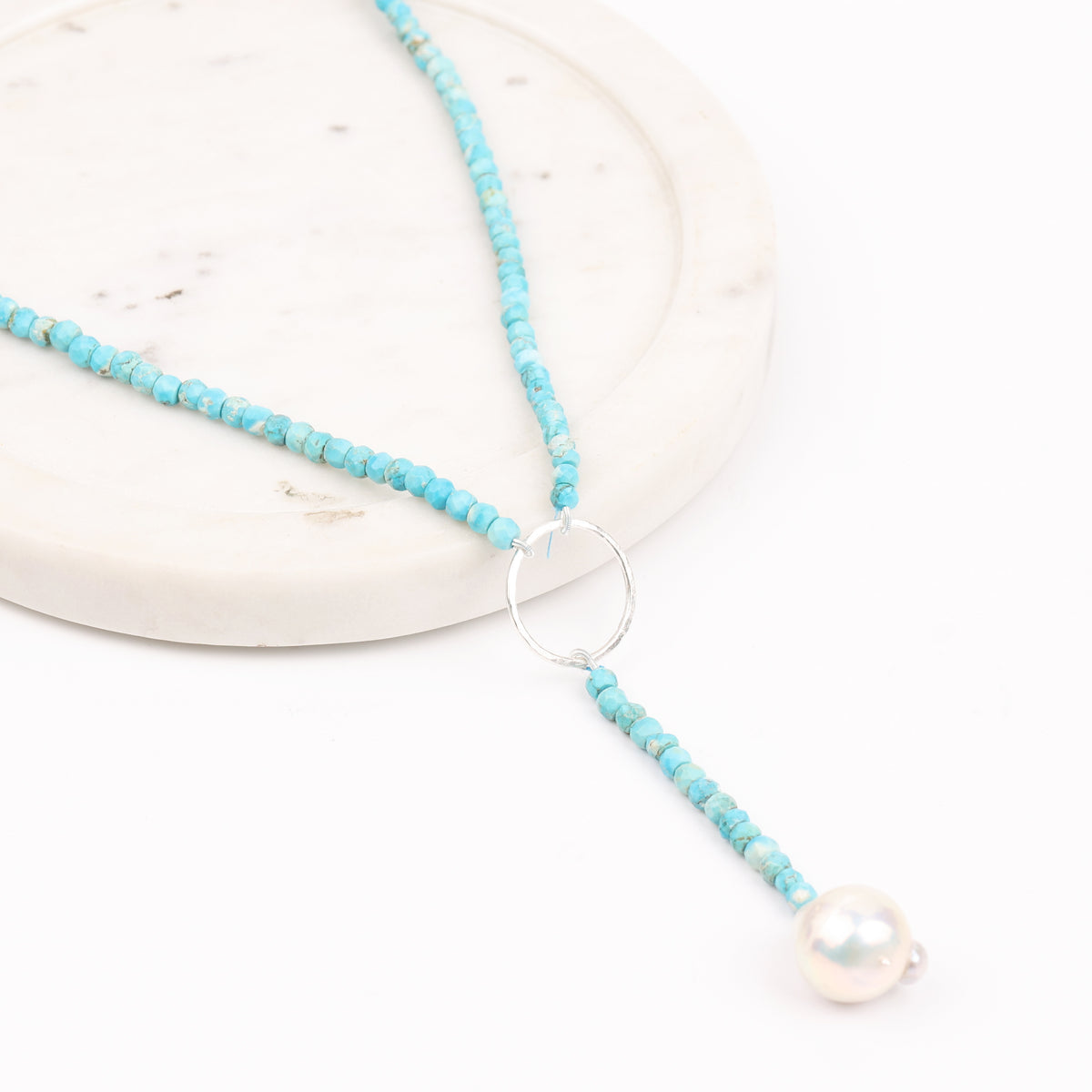 Circle Y Necklace with Blue Firoza (Project Handmade)
