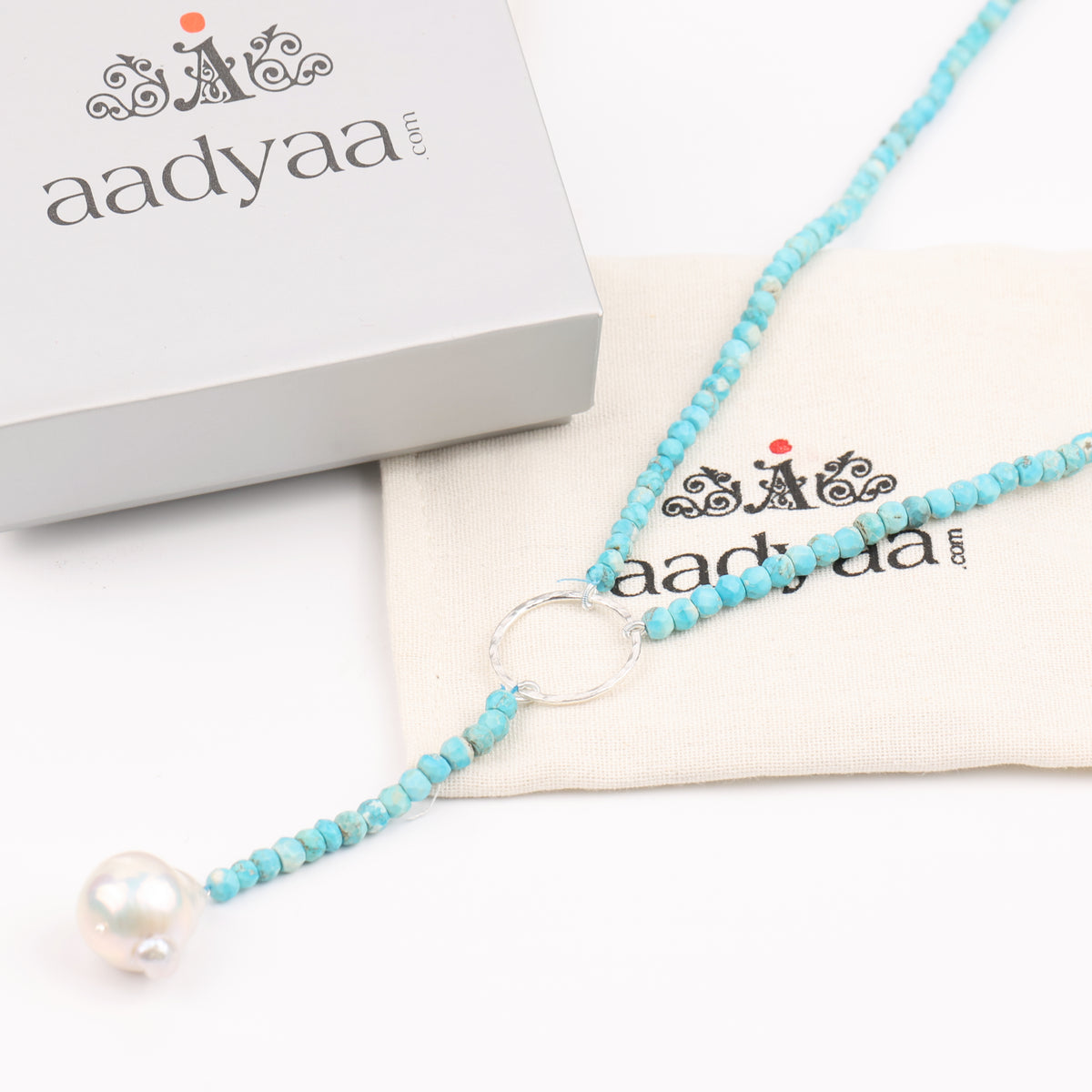 Circle Y Necklace with Blue Firoza (Project Handmade)