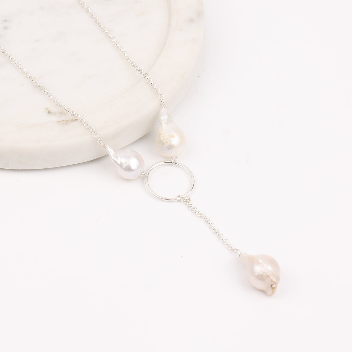 Baroque Pearl & Chain Y Necklace (Project Handmade)