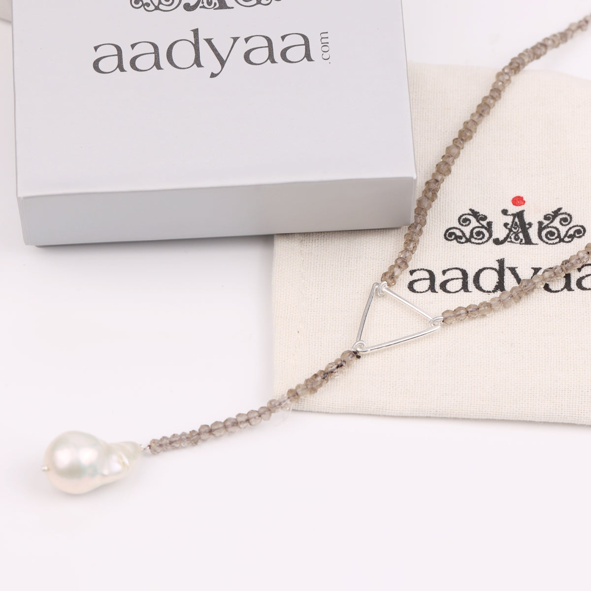 Triangle Y Necklace with Smoky Quartz (Project Handmade)
