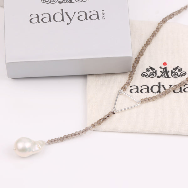 Triangle Y Necklace with Smoky Quartz (Project Handmade)