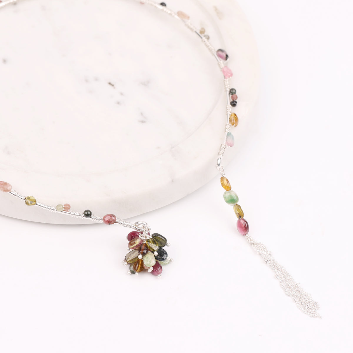 Tourmaline Cluster & Chain Hasli Necklace (Project Handmade)