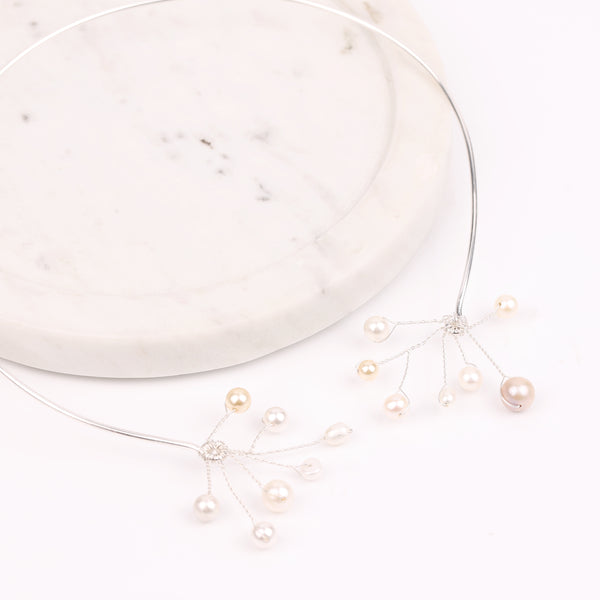 Freshwater Pearl Twisted Hasli Necklace (Project Handmade)