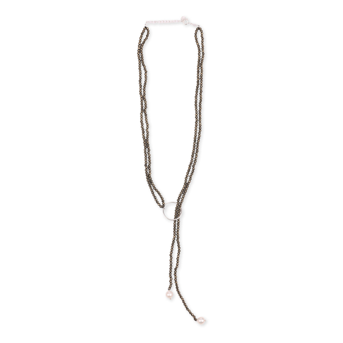 Slider Necklace with Pyrite & Pearls (Project Handmade)