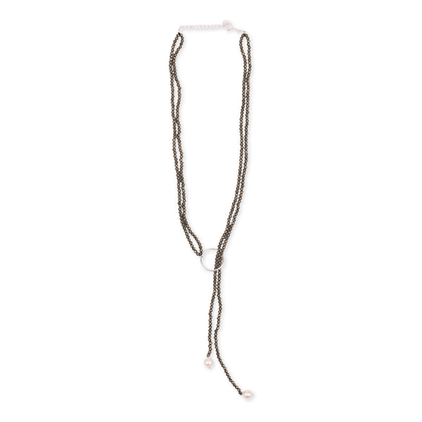 Slider Necklace with Pyrite & Pearls (Project Handmade)