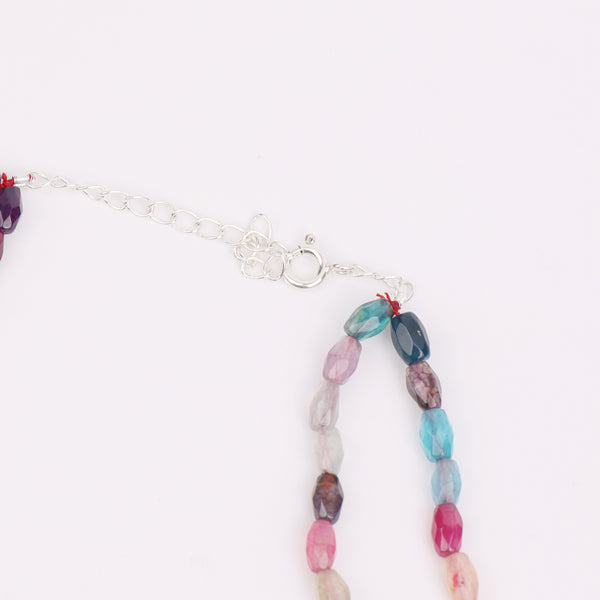 Square Slider Necklace with Multicolour Agate (Project Handmade)