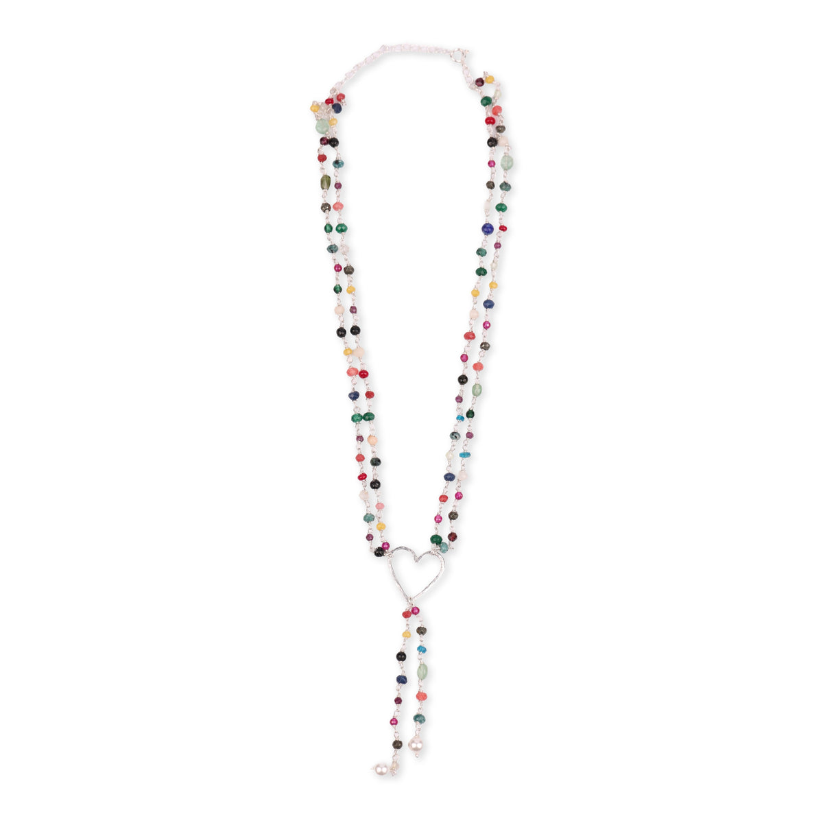 Heart Layered Necklace with Multicolour Stones (Project Handmade)
