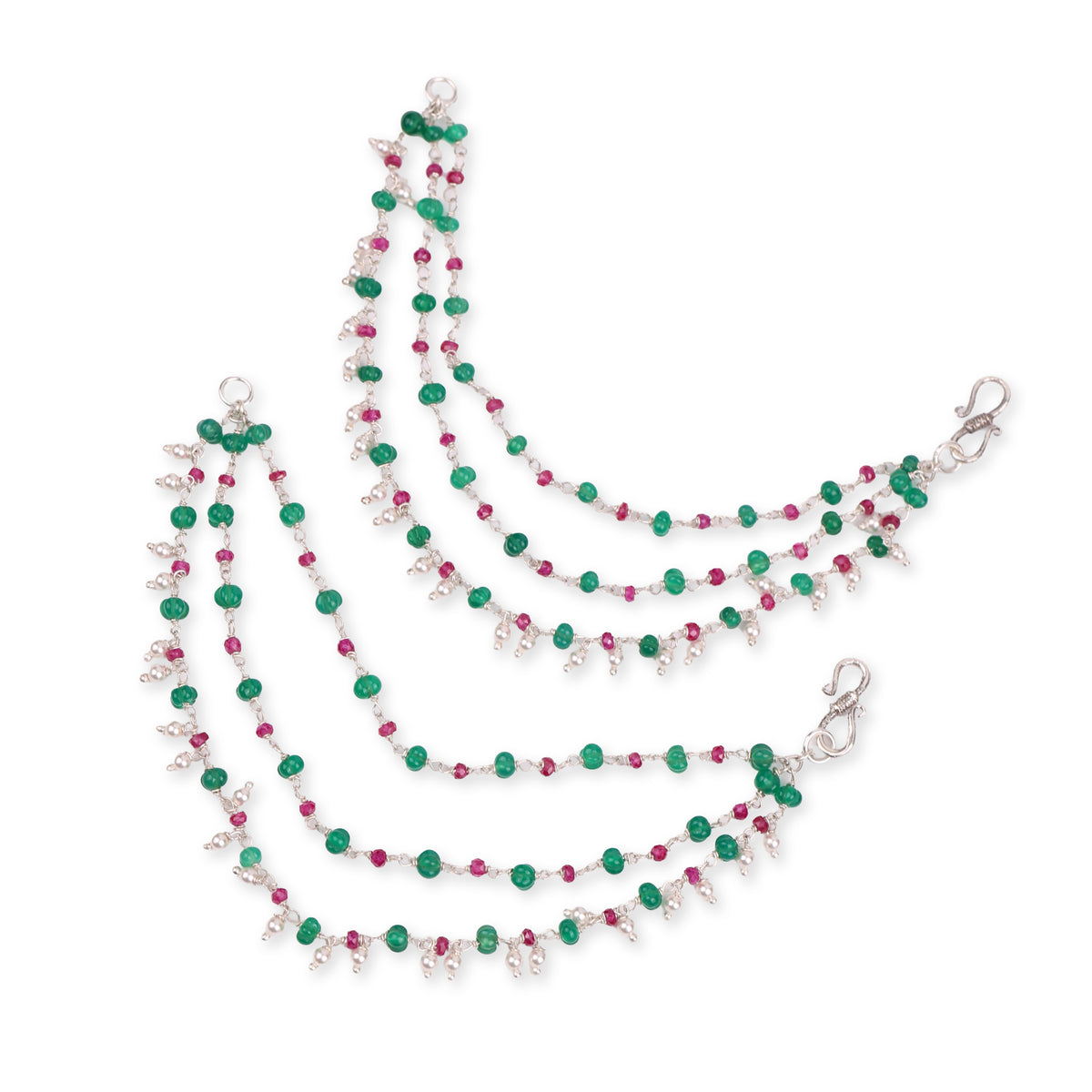 Green Onyx & Ruby Layered Silver Vel (Project Handmade)