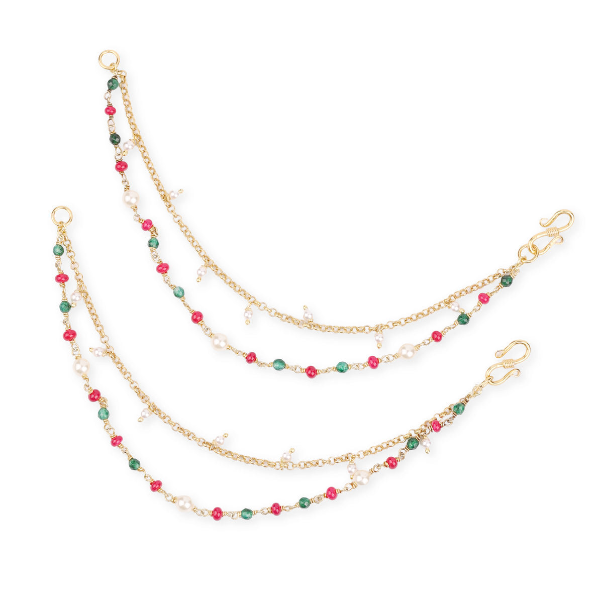 Ruby & Green Onyx Silver Vel | 22K Gold-Plated (Project Handmade)