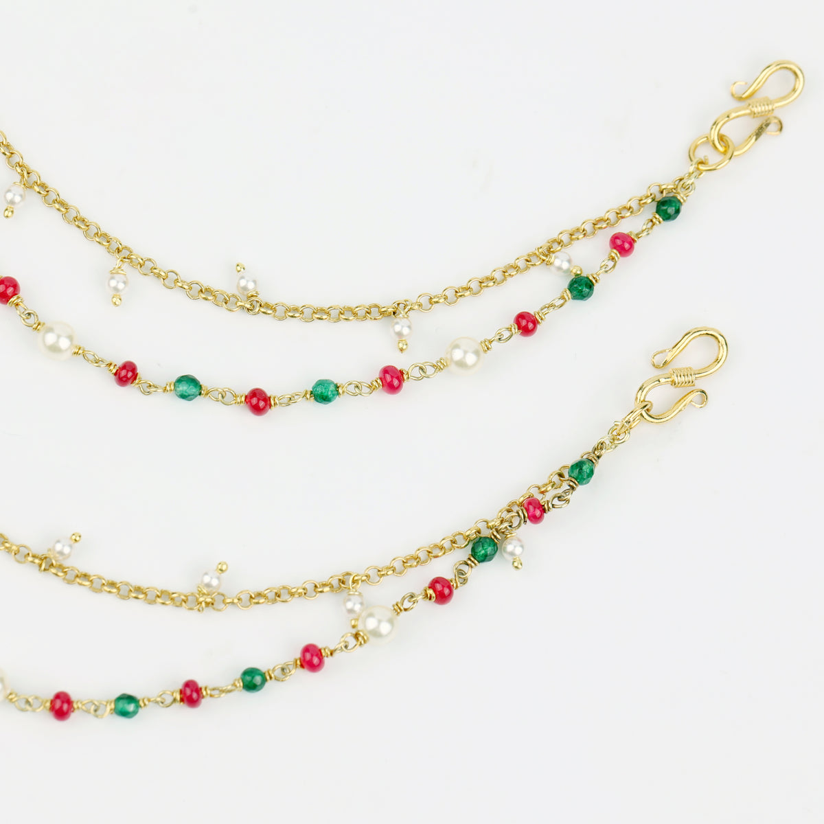 Ruby & Green Onyx Silver Vel | 22K Gold-Plated (Project Handmade)