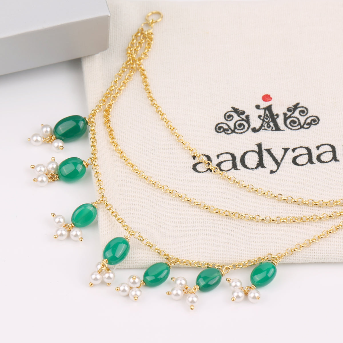 Green Onyx Silver Vel | 22K Gold-Plated (Project Handmade)