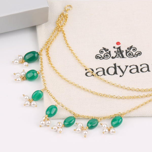 Green Onyx Silver Vel | 22K Gold-Plated (Project Handmade)