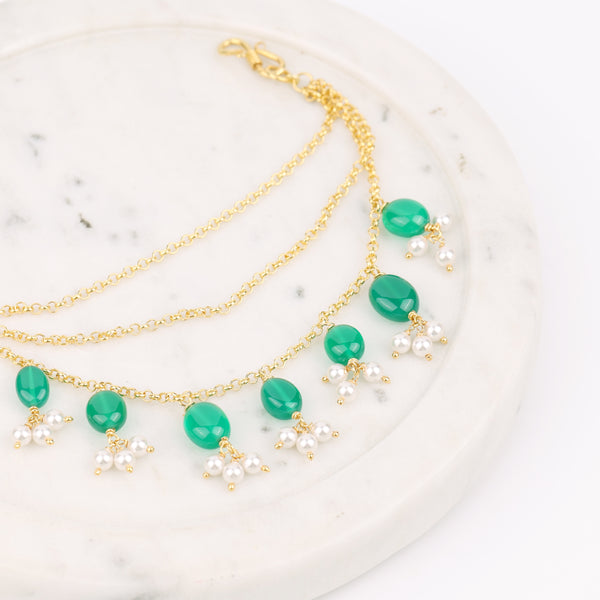 Green Onyx Silver Vel | 22K Gold-Plated (Project Handmade)