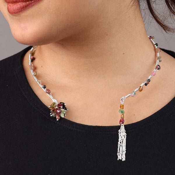 Tourmaline Cluster & Chain Hasli Necklace (Project Handmade)