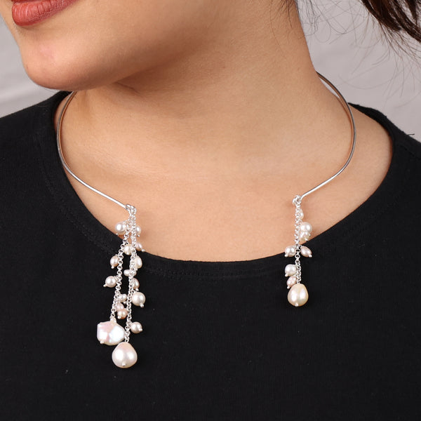 Pearl Cluster Hasli Necklace (Project Handmade)