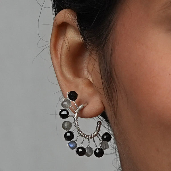 Labradorite & Black Spinel Hoops (Project Handmade)