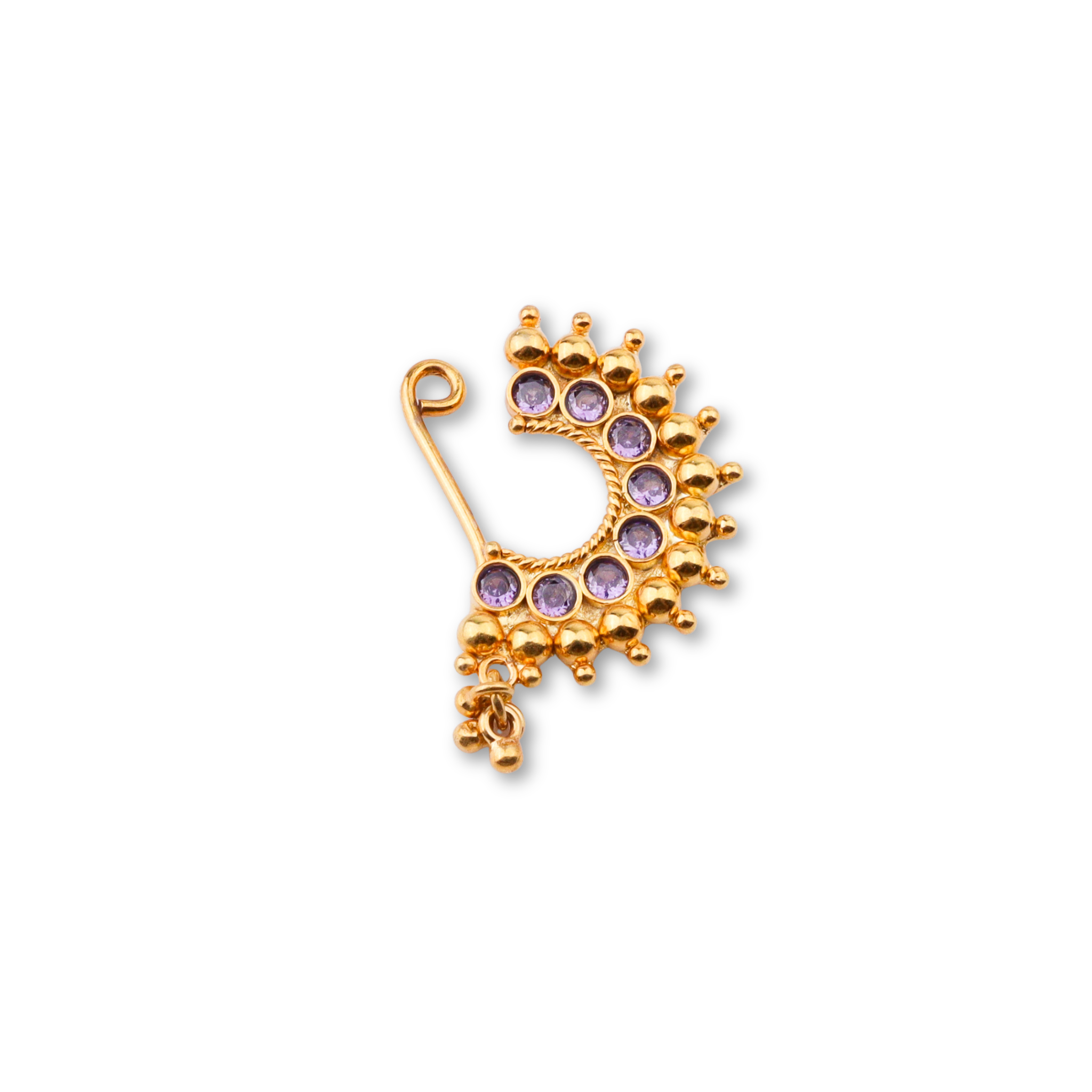 Karwar Nath – Violet/Purple (Left, Clip-On) | 22K Gold-Plated
