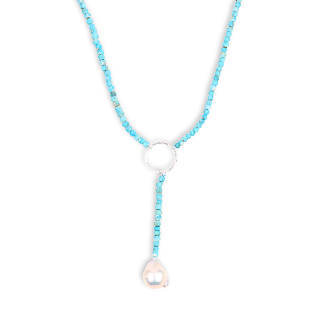 Circle Y Necklace with Blue Firoza (Project Handmade)