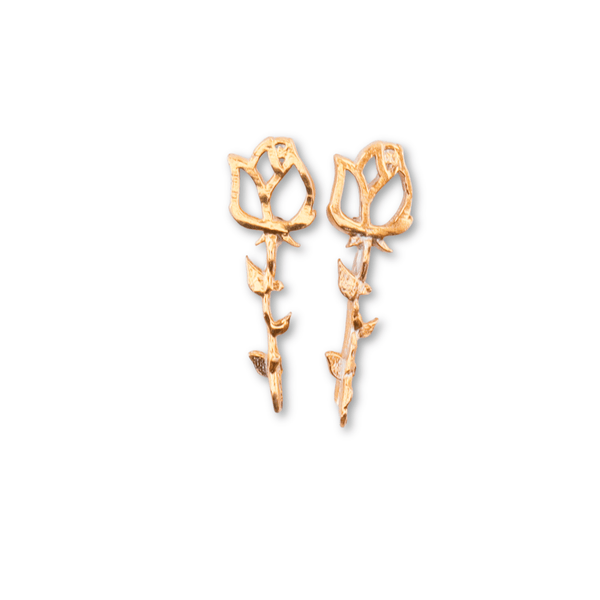 Gold floral stud earrings