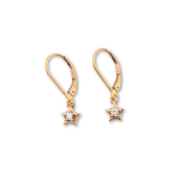 Gold star earrings with cubic zirconia stones